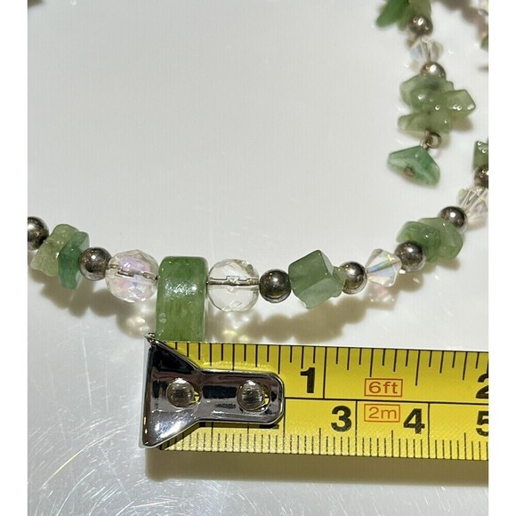 Beautiful VTG Hydrogrossular Garnet Chip Crystal Sterling Choker Necklace Boho - Picture 11 of 11